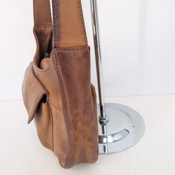 Vintage Fossil Leather Shoulder Handbag Purse Y2K Boho Neutral Coastal Capsule - Picture 4 of 14